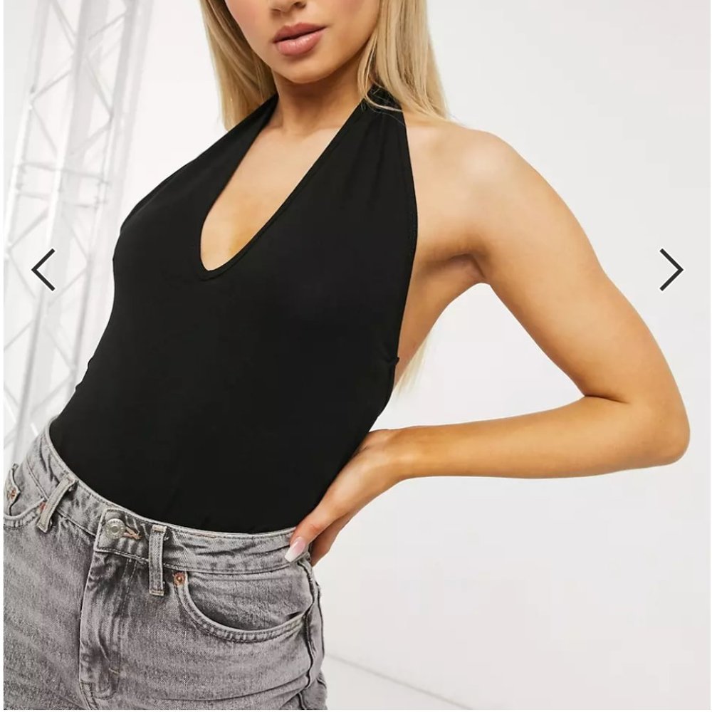 ASOS DESIGN halter neck bodysuit in black